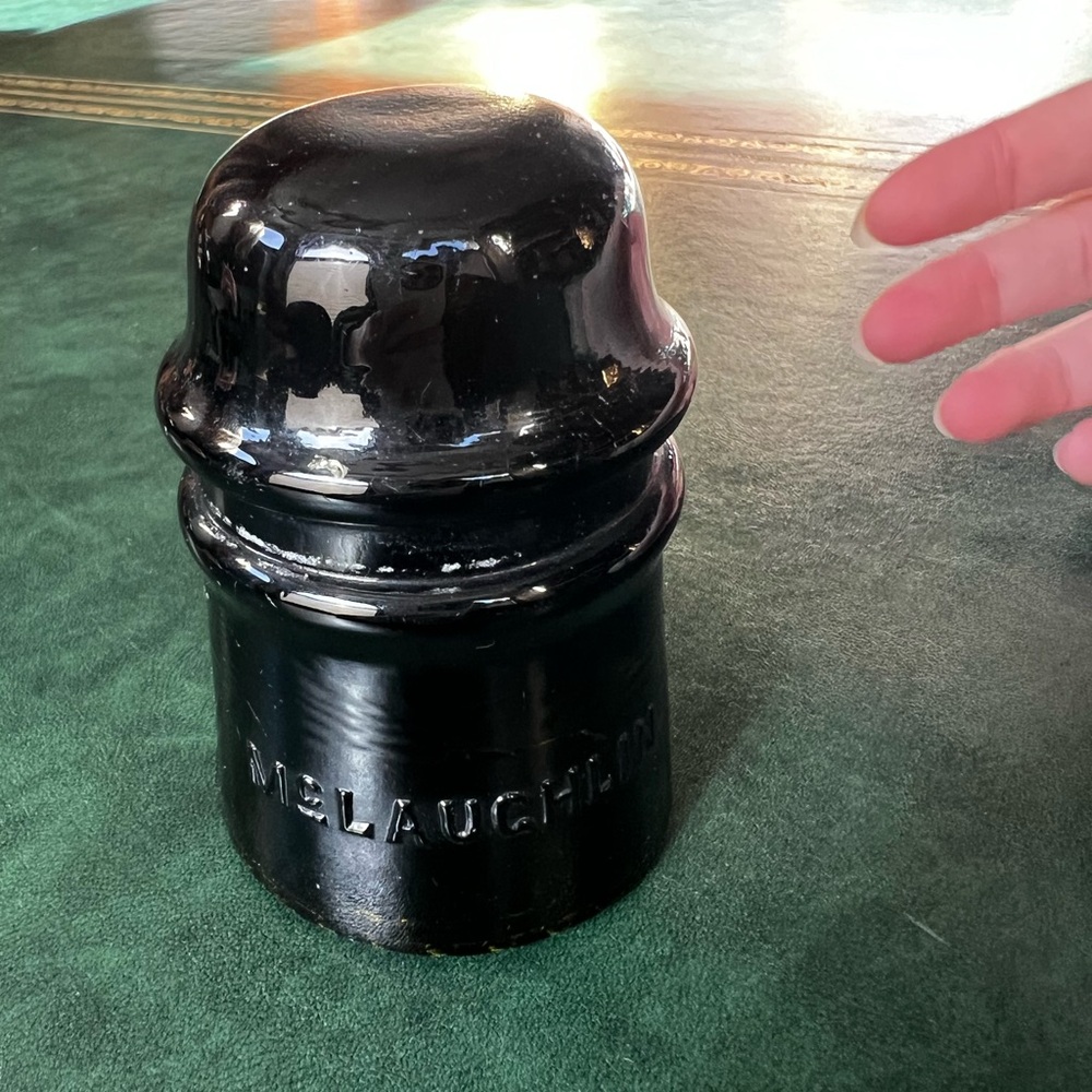 Vintage Antique Telephone Wire Insulator McLaughlin No 16 Dark Olive Green